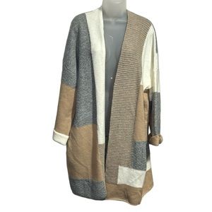 Lovestitch Color Block Oversized Sweater, Long Cardigan, M-L
